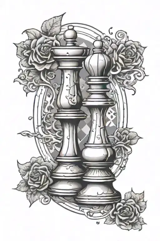 Chess Pawn And Hacking Themed Tattoo Featuring Elements