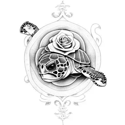 Turtle With Skull And Roses