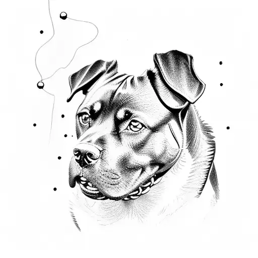 Rottweiler With A Chain Side View