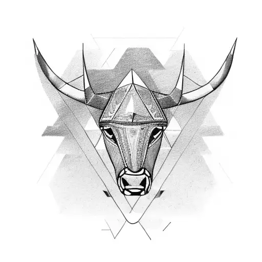 Geometric Minimal Bull Head Tribal