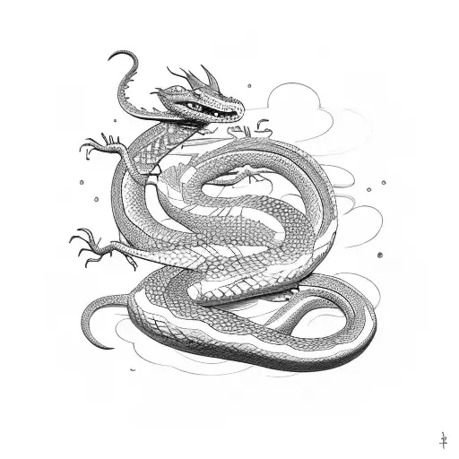 A Snake And A Dragon Entwined Together In A Musical Battle