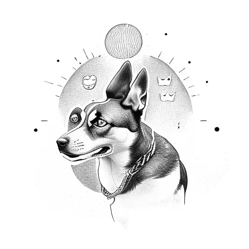 Family With Dog Silhuette Sun Down