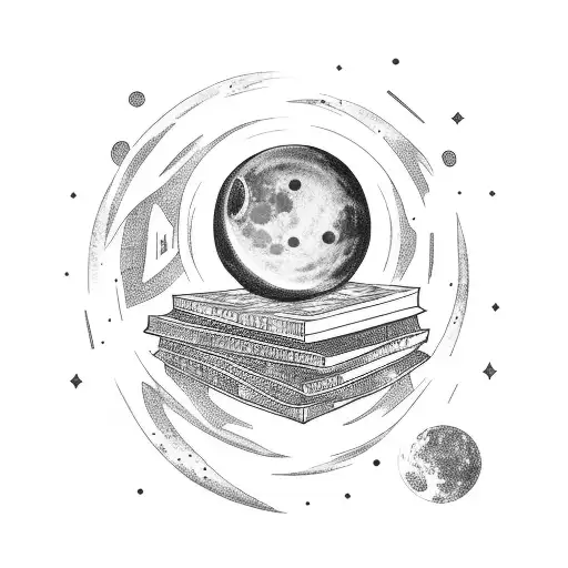 Galaxy With Moon And Books And Harry Potter