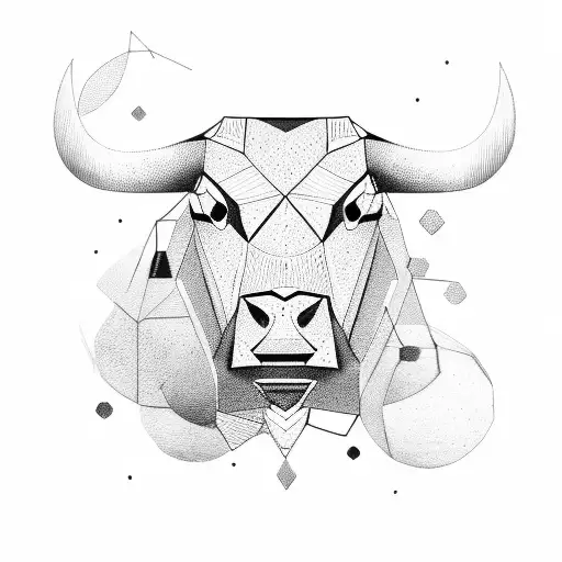 Minimal Geometric Bull Head Tribal
