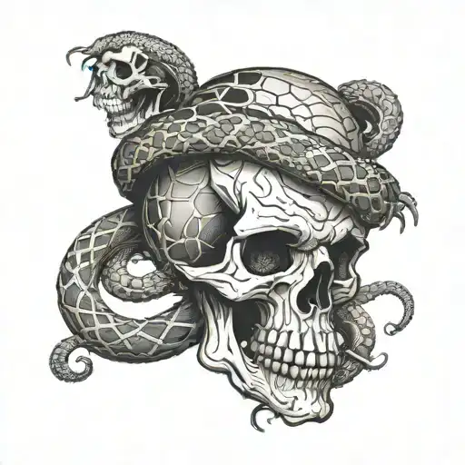 Skull With Snake Wrapped Togetherskullfor The Neck With