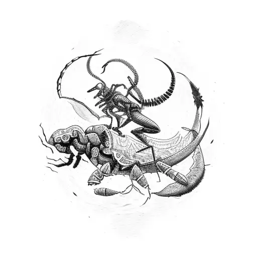 Elegant Female Warrior Riding A Scorpion Through A Moonlit Forest