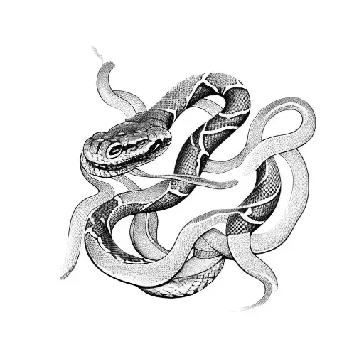Intricate Snake Intertwined With A Chinese Phrase