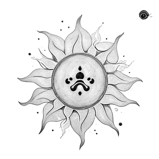 Sun With Dog's Paw And Symbols Of Rebirth