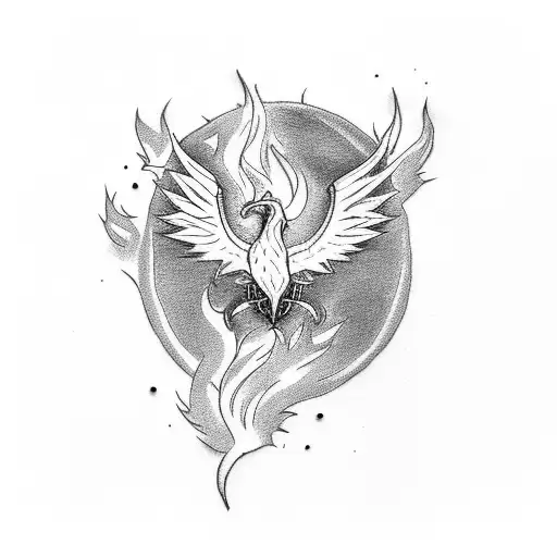 Create A Tattoo Featuring A Motorcycle Speeding Through A Fiery Phoenix