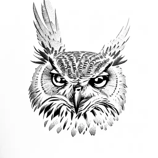 European Eagle Owl Flying Sideways