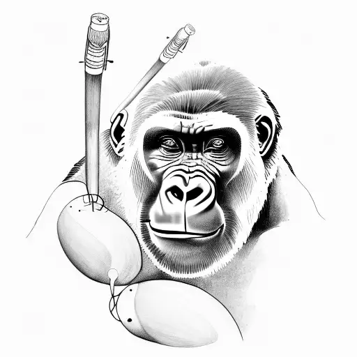 A Gorilla Playing The Berimbau