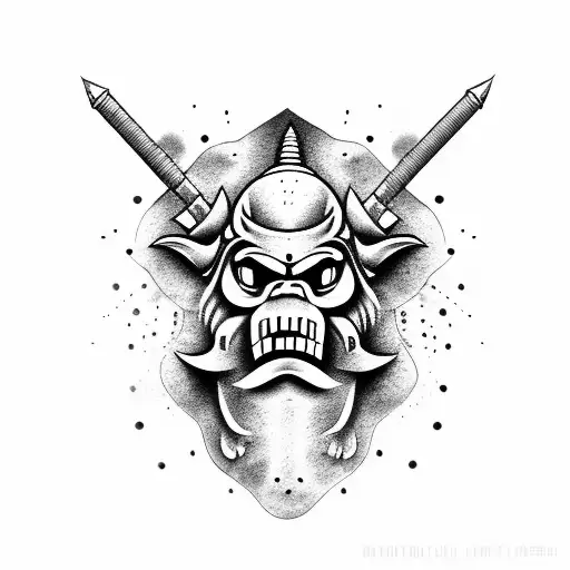 Oni Mask With Gun