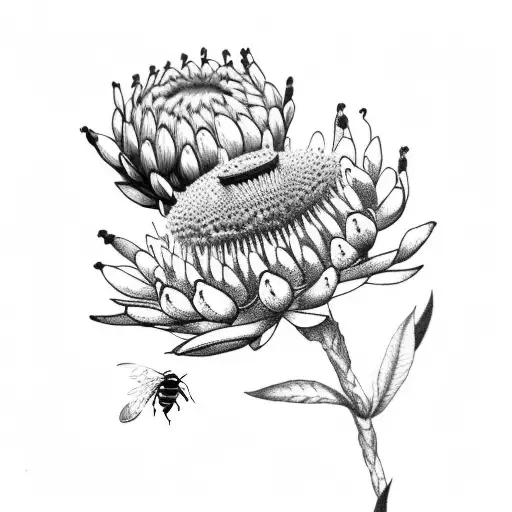 Cute Bee And Protea