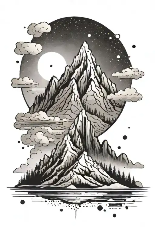 Mountain Range With A Hidden Message Written In Binary