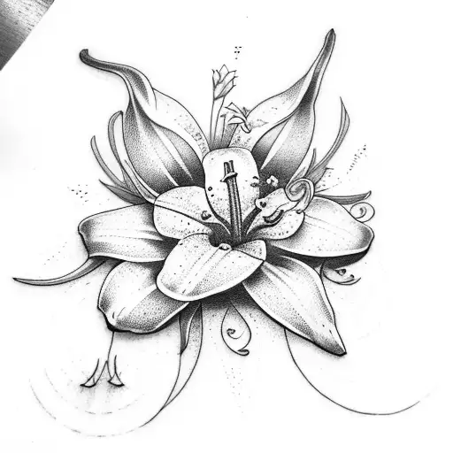 A Tattoo With Two Lily Flowers And 5 Daisies