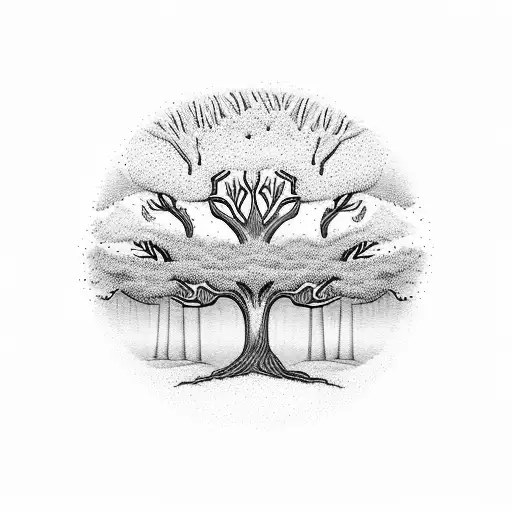 Tree Of Life With Peace And Almighty