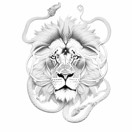 Lion And 2 Snakes