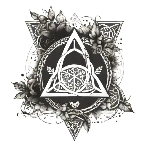 An Iberian-inspired Celtic Trinity Symbol Surrounded By Elements Of Nature And The Outdoors