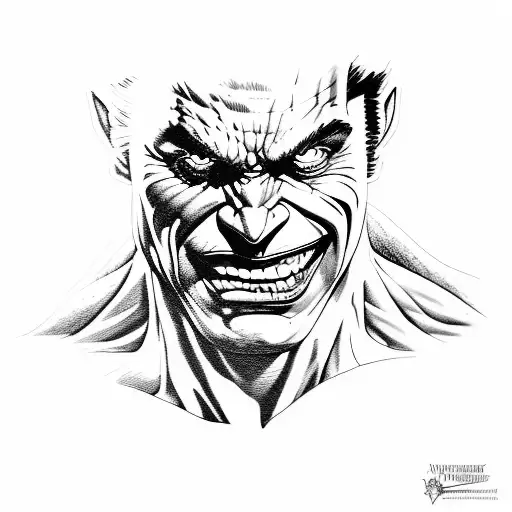 A Portrait Of The Incredible Hulk Mixed With Joker Epresenting The Duality Of Character