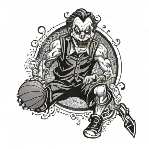 God Playing Basketball With A Joker Card