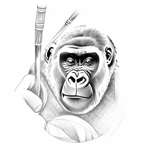 A Gorilla Playing The Berimbau