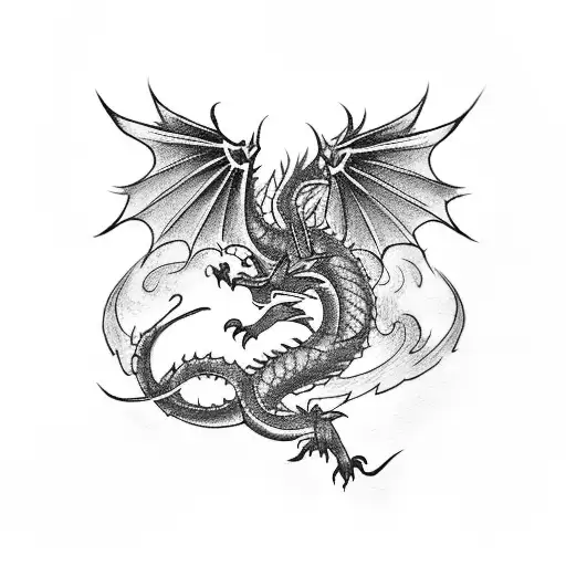 A Tiny Tattoo Depicting An Asian Dragon Flying