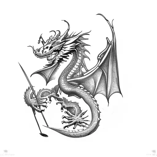 Dragon Wrapped Around Treble Clef Music Note