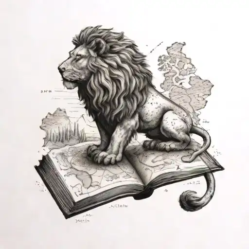 A Book With A Lion On The Cover Reading A Map Of Europe