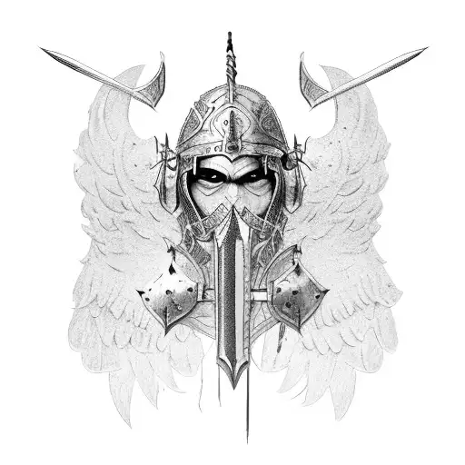 Warrior With Shield And Sword And Wings