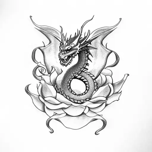 Dragon And Roses