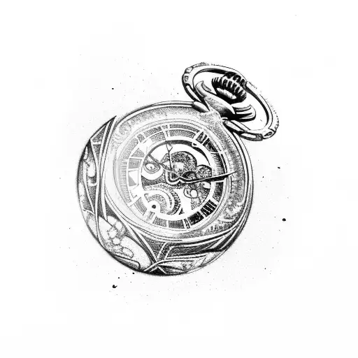 Broken Hourglass With Pocket Watch