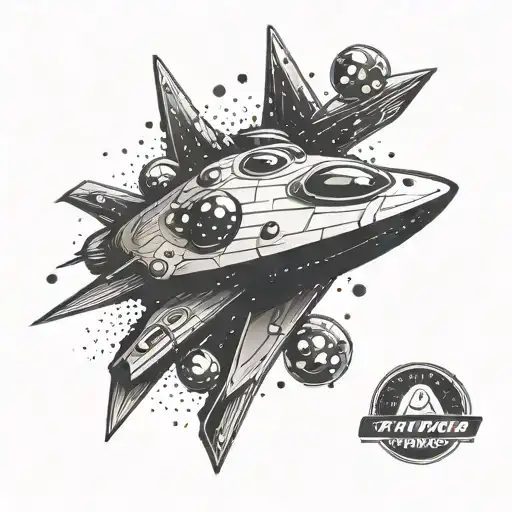 A Sleek Spaceship Flying Through A Galaxy Filled With Gaming Icons And Symbols Of The Future