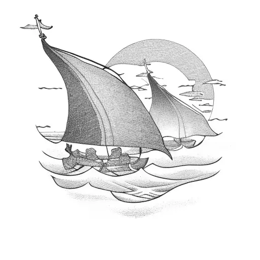 A Serene Irish Coastal Scene With A Viking Longship Sailing Towards A Sunrise