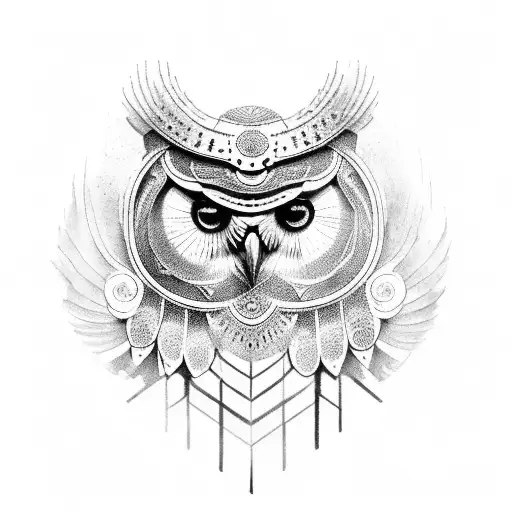 Ancient Greek Owl Head Wearing An Ancient Greek Helmet