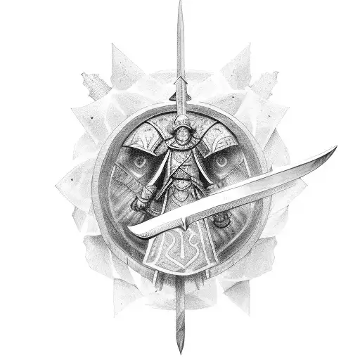 Warrior With Shield And Sword And Einfach