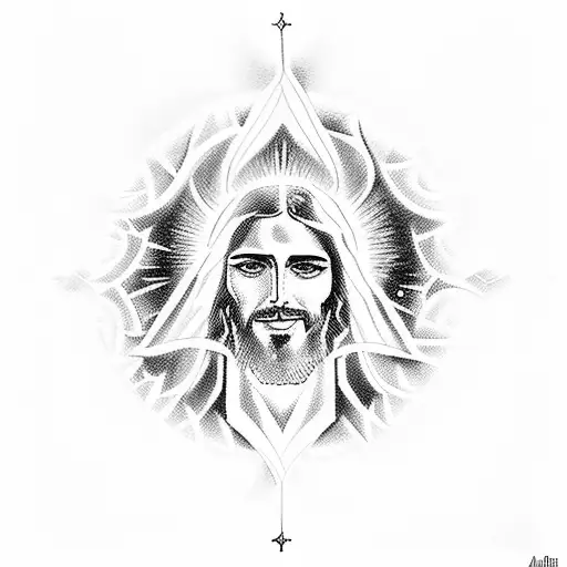 A Silhouette Of Jesus With Musical Notes Forming A Halo Around His Head