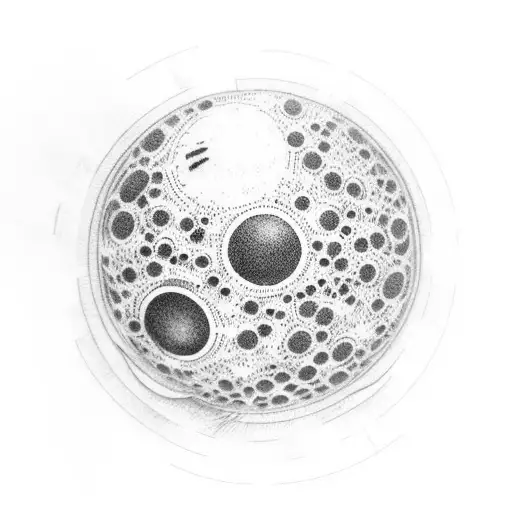 A Dotwork Tattoo Of A Detailed Planetary System With The Death Star Looming In The Background