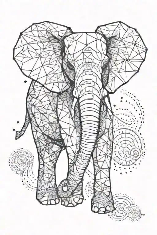 A Geometric Elephant Design With Intricate Patterns Inspired By Jupiter's Swirling Storms
