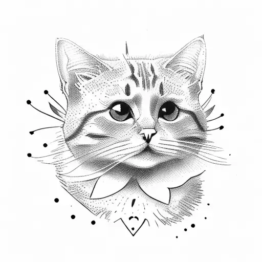 Cat With Wildflowers