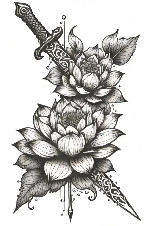 A Sword Piercing Through A Lotus Flower