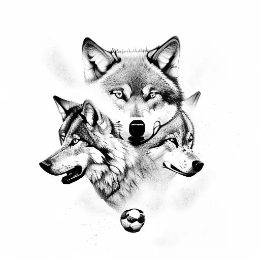 A Pack Of Wolves Chasing A Soccer Ball On A Motorcycle Track