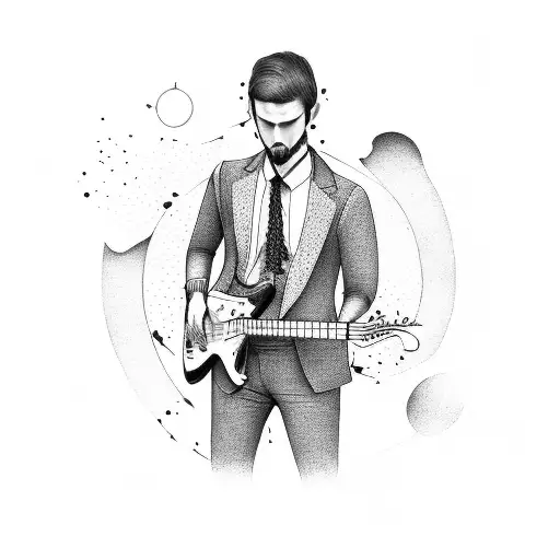 A Guy In A Suit With A Guitar Inhis Hand And A Poet