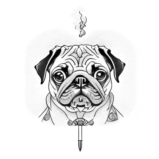 Pug Dog Smoking A Big Cigar