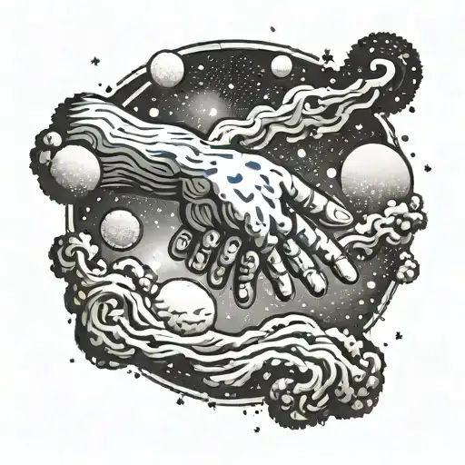 A Cosmic Interpretation Of 'The Creation Of Adam' With A Galaxy Background