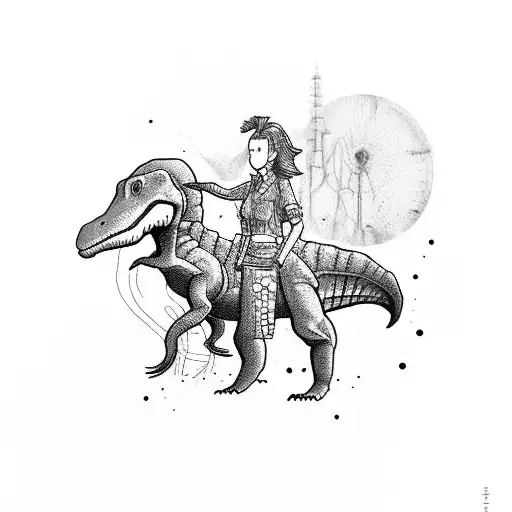 A Nurse Riding A Dinosaur