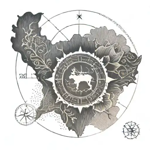 South Africa Outline With Compass