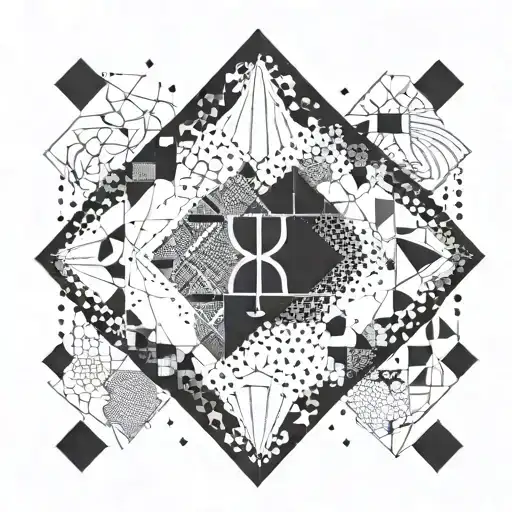 A Geometric Pattern Incorporating Rue's Name In A Modern And Abstract Way