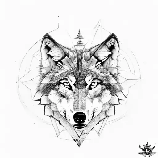 Wolf With Wikings Symbols