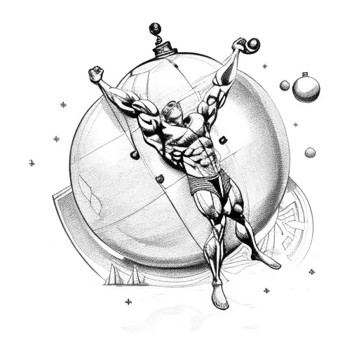A Muscular Figure Lifting A Globe As A Representation Of Strength And Wanderlust