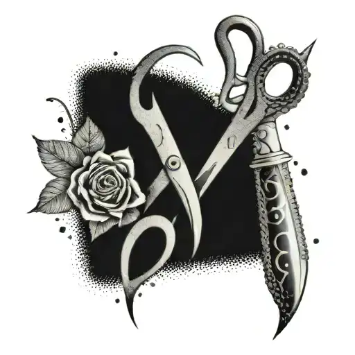 A Pair Of Scissors And A Joint Crossed Together With Music Notes In The Background